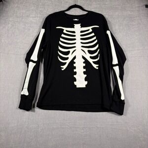 Under Disguise Mens Skeleton Graphic Long Sleeve Sleepwear Shirt Black Large